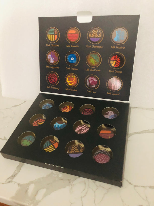 12 Unforgettable Artisan  chocolate truffles , Classic  black box planets  design